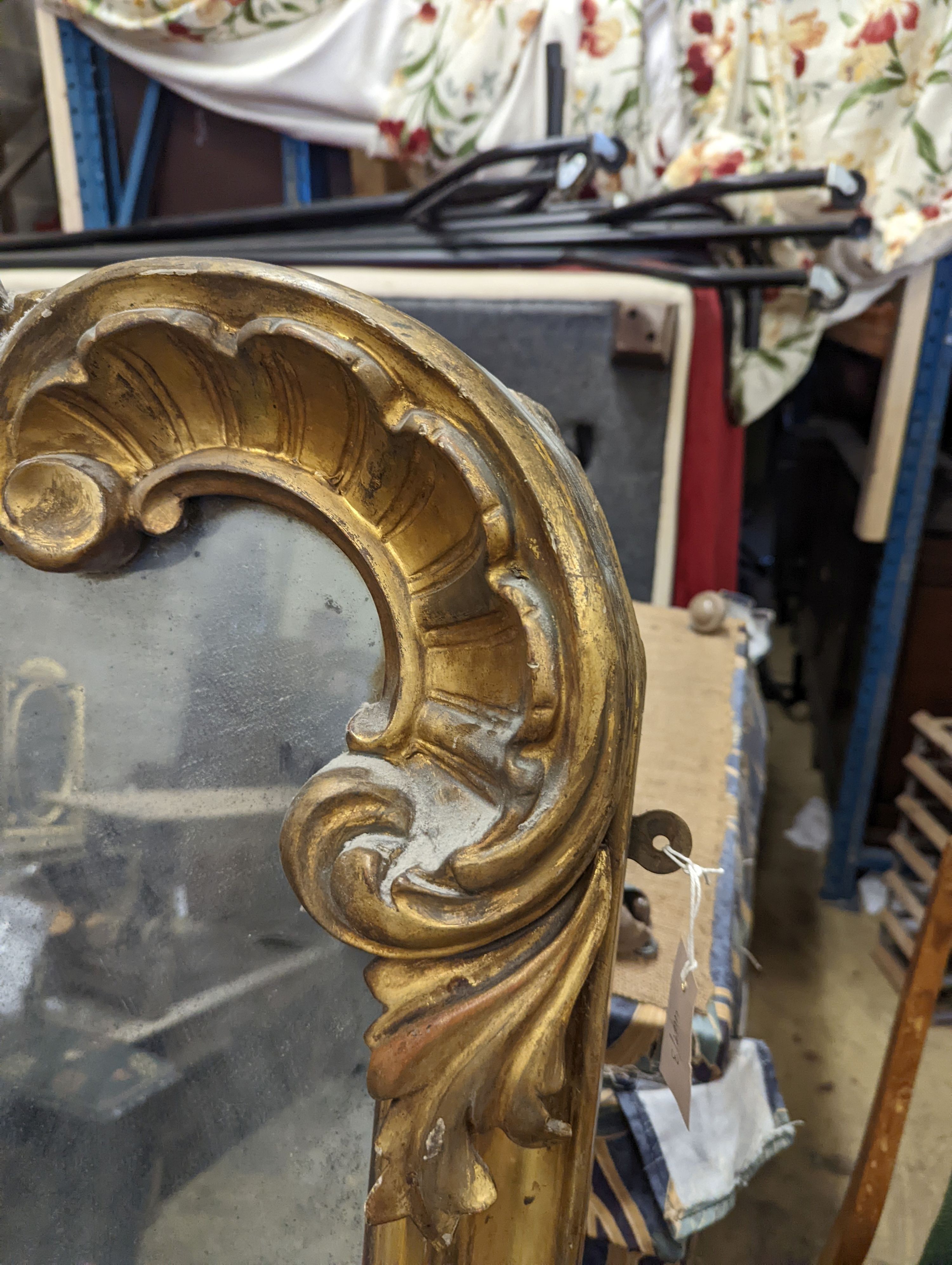 A 19th century carved giltwood and gesso overmantel mirror, width 140cm, height 102cm